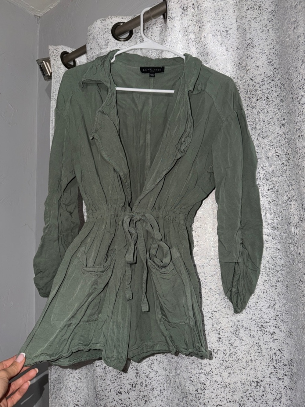Love Tree Olive Green Drawstring Utility Jacket
